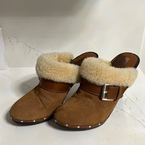 Michael Kors clog heels with faux fur, size 8 1/2 worn twice